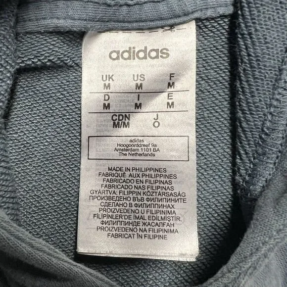 Adidas All Over Logo Hooded Sweatshirt Adult Medium Blue/Gray Hoodie Pockets - Picture 3 of 10